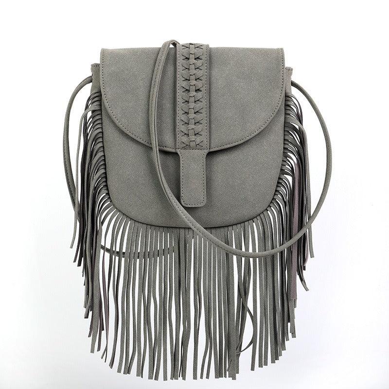 Dakota Tasseled Boho Leather Bag - Trendy Large Tassel Shoulder Bag