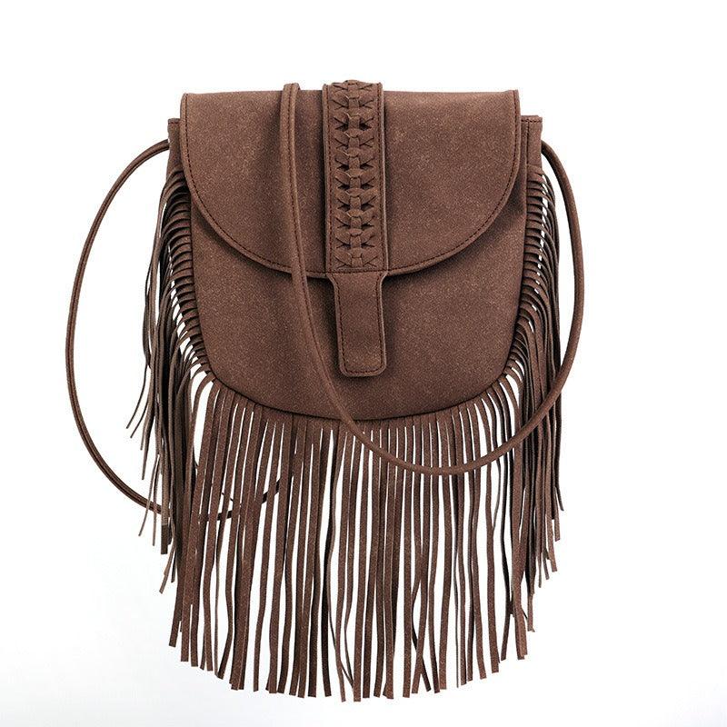 Dakota Tasseled Boho Leather Bag - Trendy Large Tassel Shoulder Bag