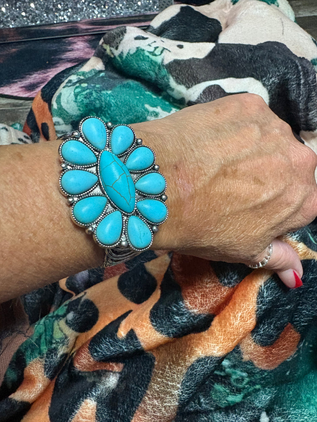 Western Turquoise Statement Cuff Bracelet