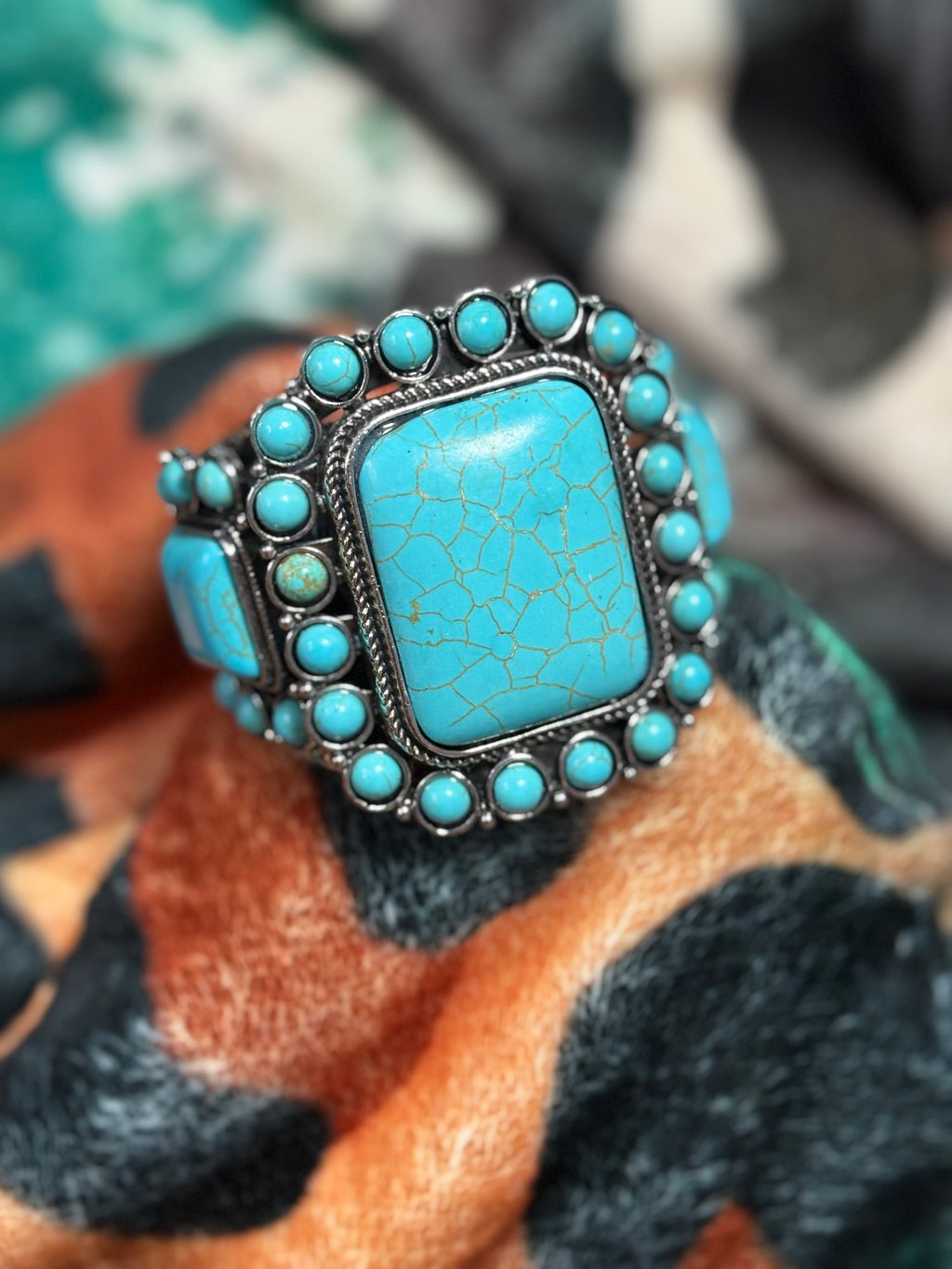 Oversized Turquoise Western Statement Cuff Bracelet