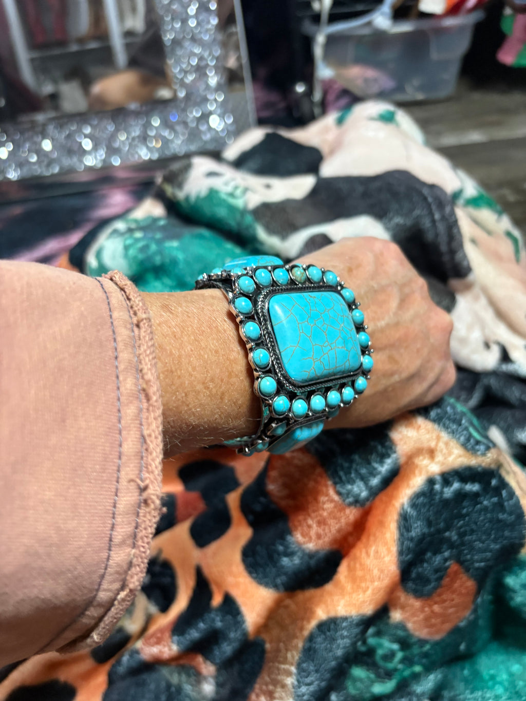 Oversized Turquoise Western Statement Cuff Bracelet