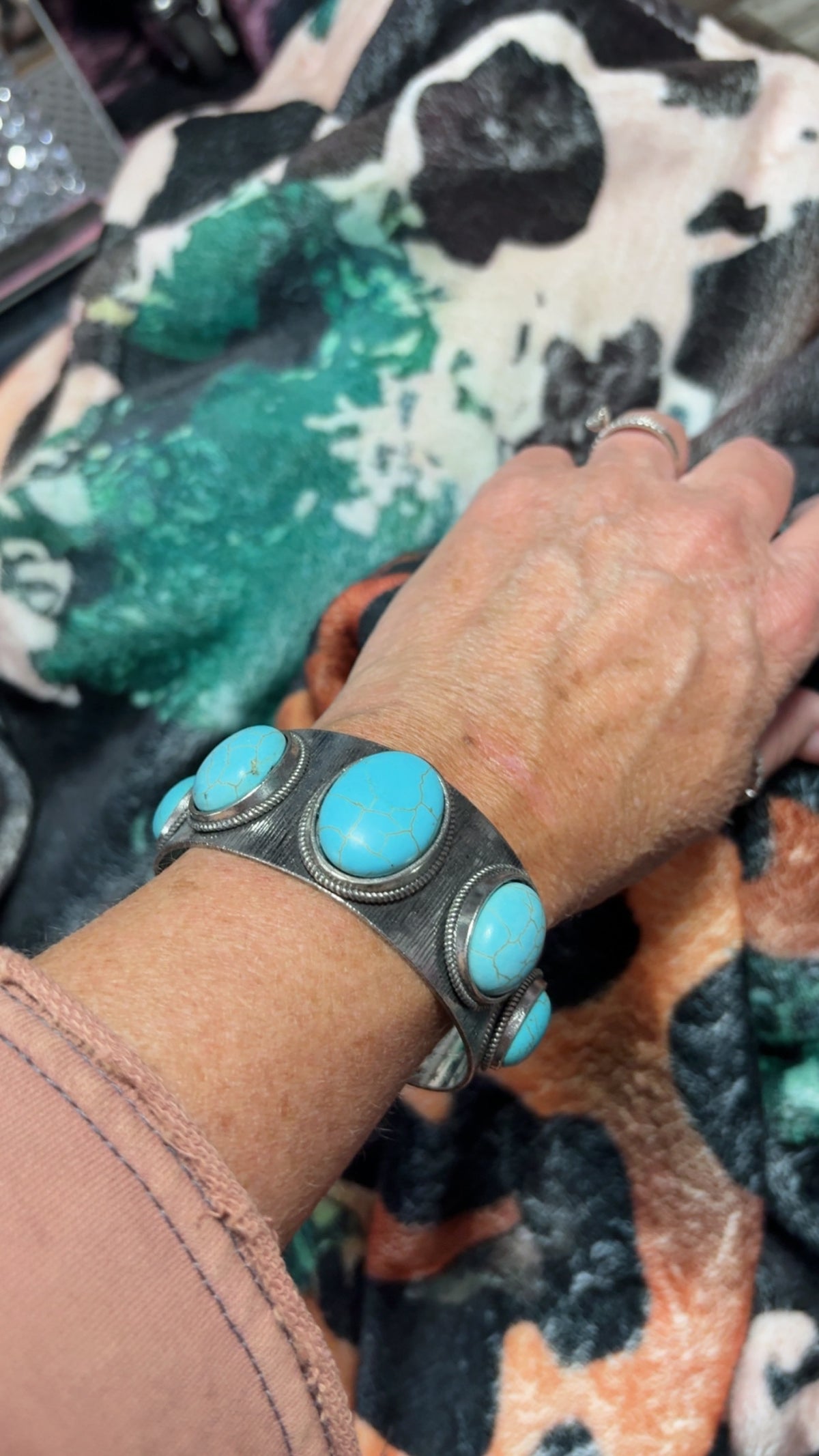 Western Turquoise Stone Cuff Bracelet