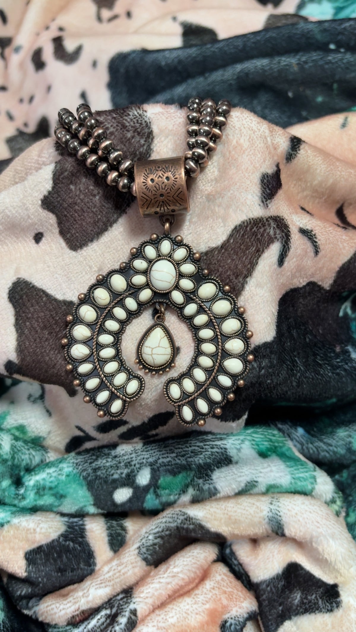 Western Ivory Squash Blossom Statement Necklace