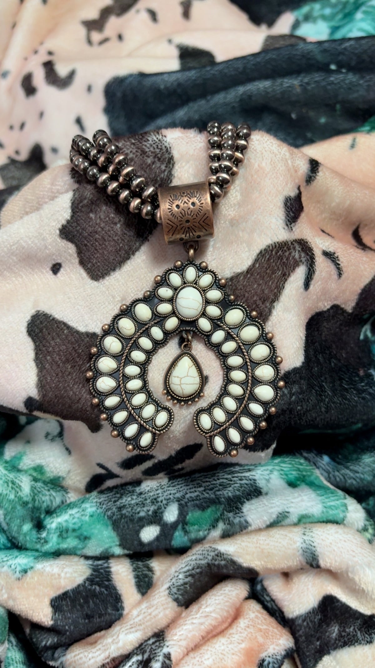 Western Ivory Squash Blossom Statement Necklace