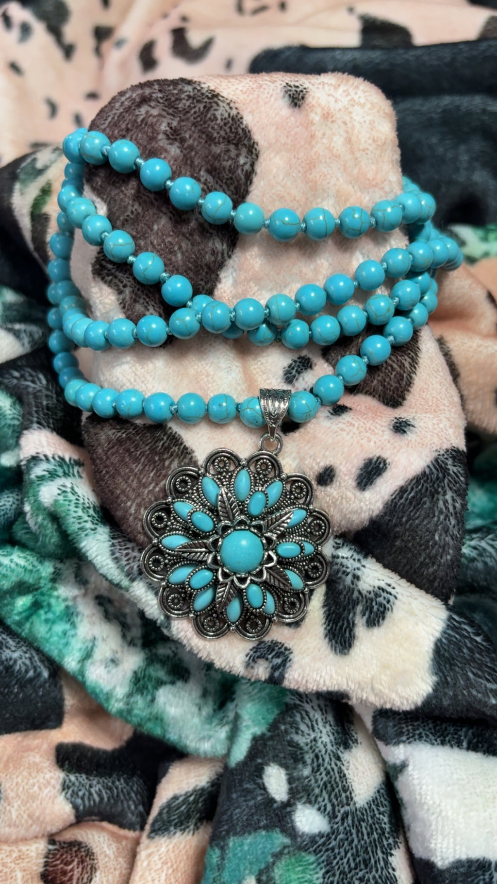 Turquoise Blossom Western Statement Necklace