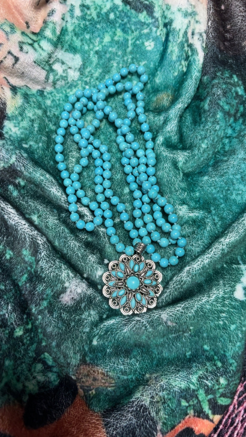 Turquoise Blossom Western Statement Necklace