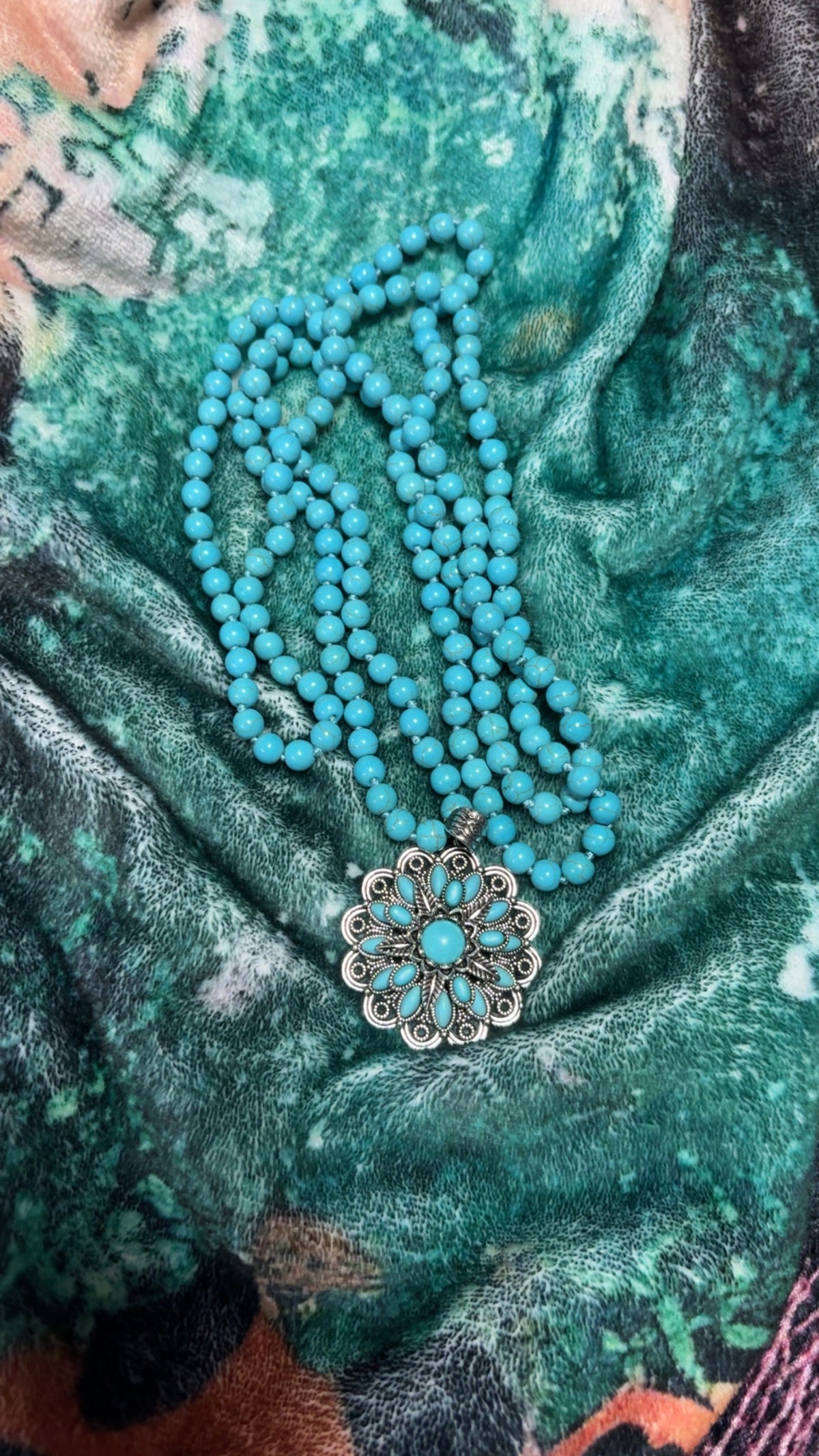 Turquoise Blossom Western Statement Necklace