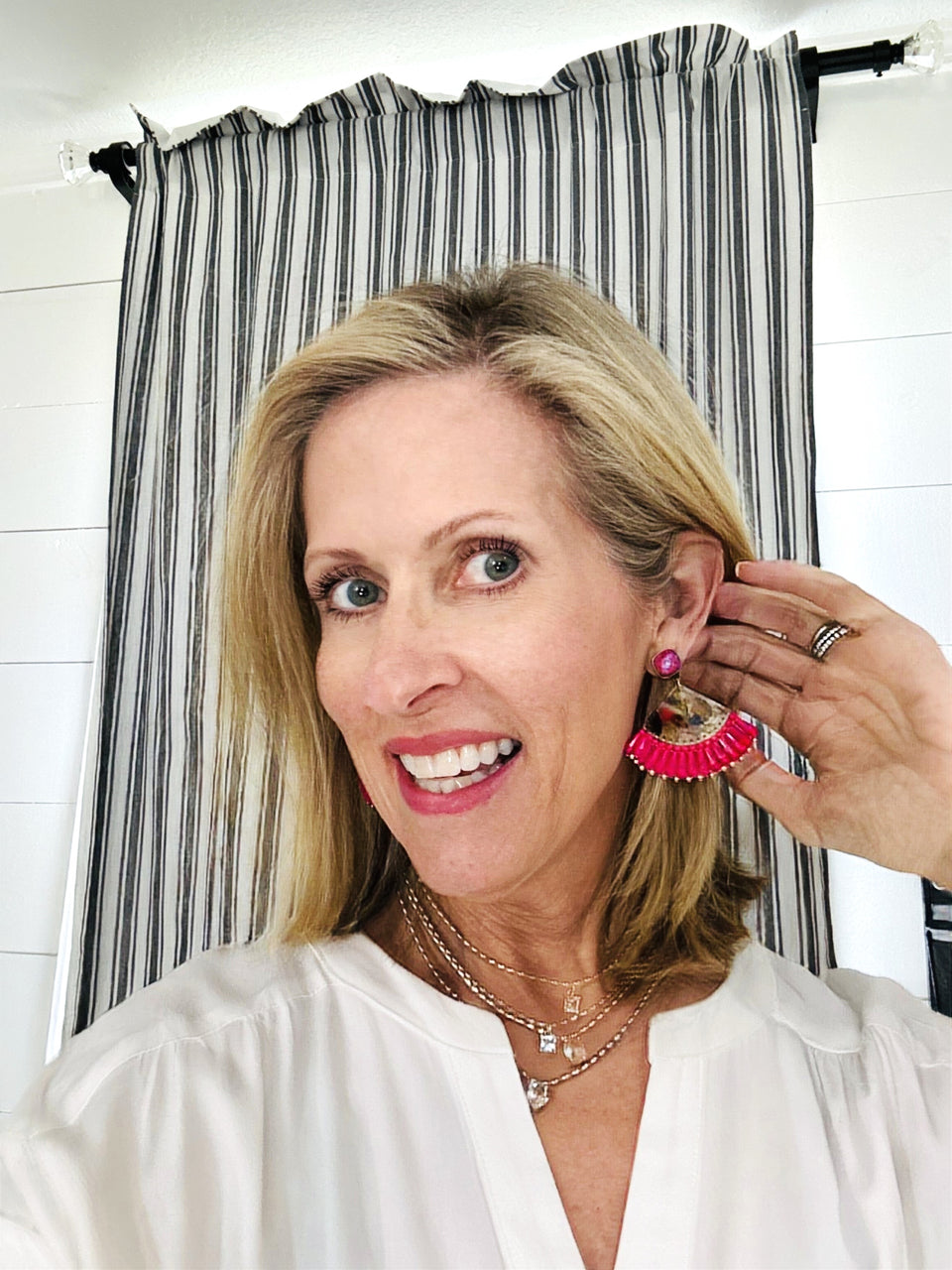 Acrylic fan earring with crystals from Swarovski®- LC