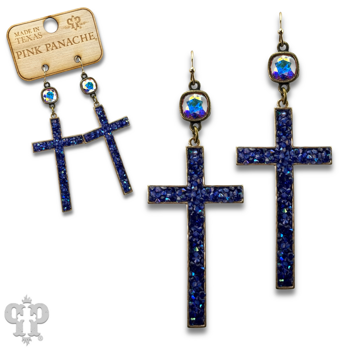 Blue cross earring with  with crystals from Swarovski®, last call