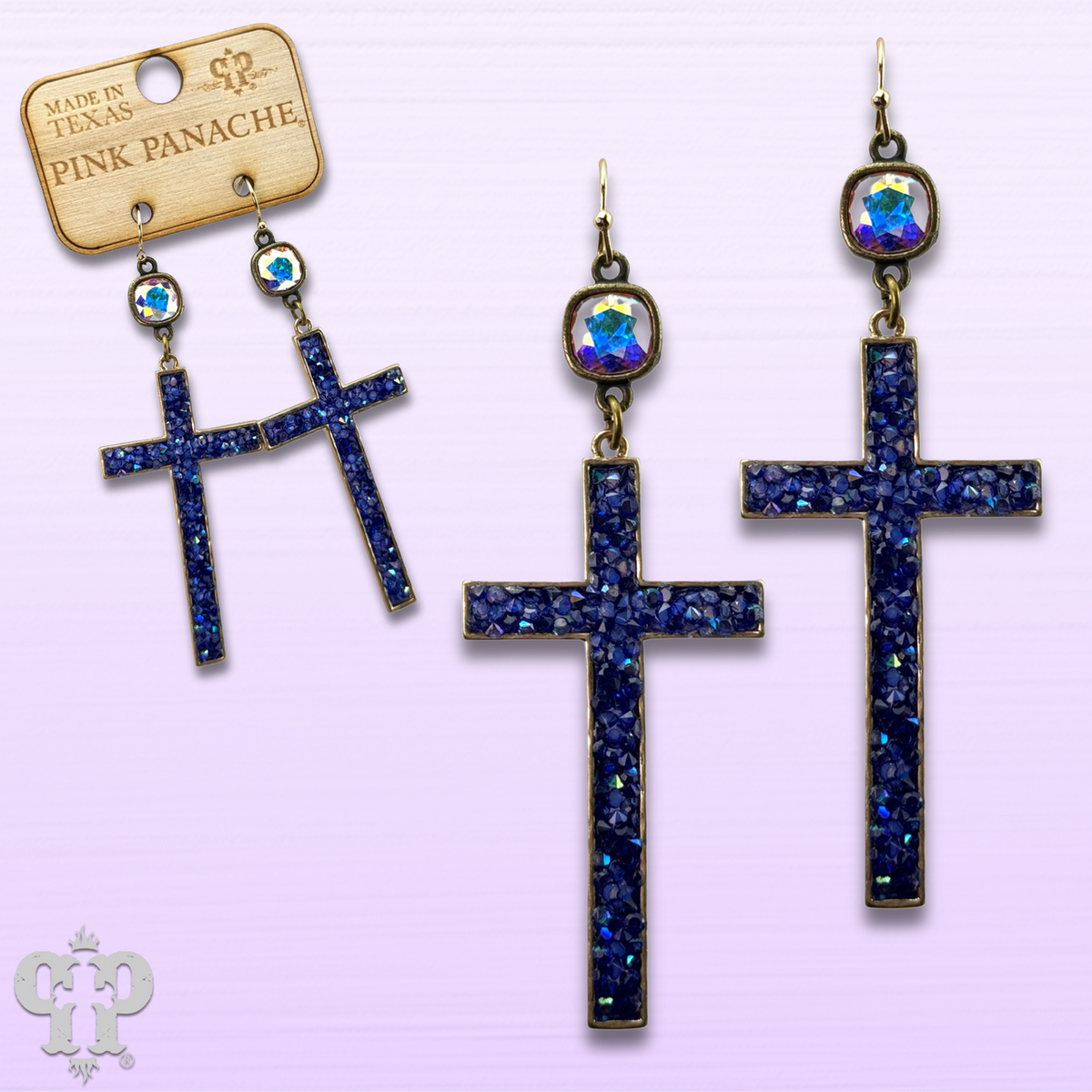 Blue cross earring with  with crystals from Swarovski®, last call
