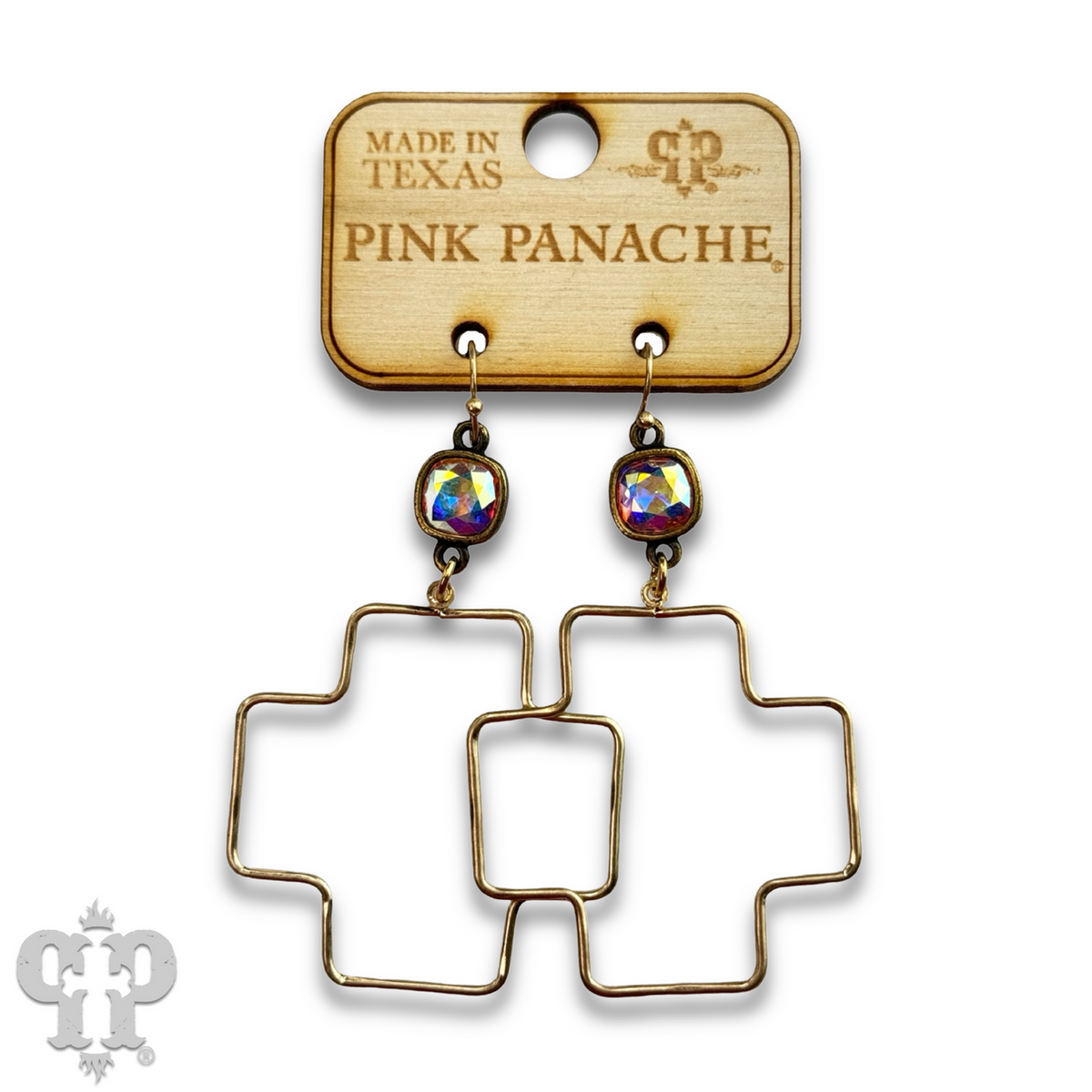 Square cross earring with crystals from Swarovski® - LC
