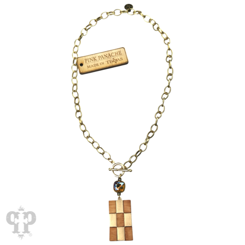 Checkerboard pendant necklace with crystals from Swarovski®- LC