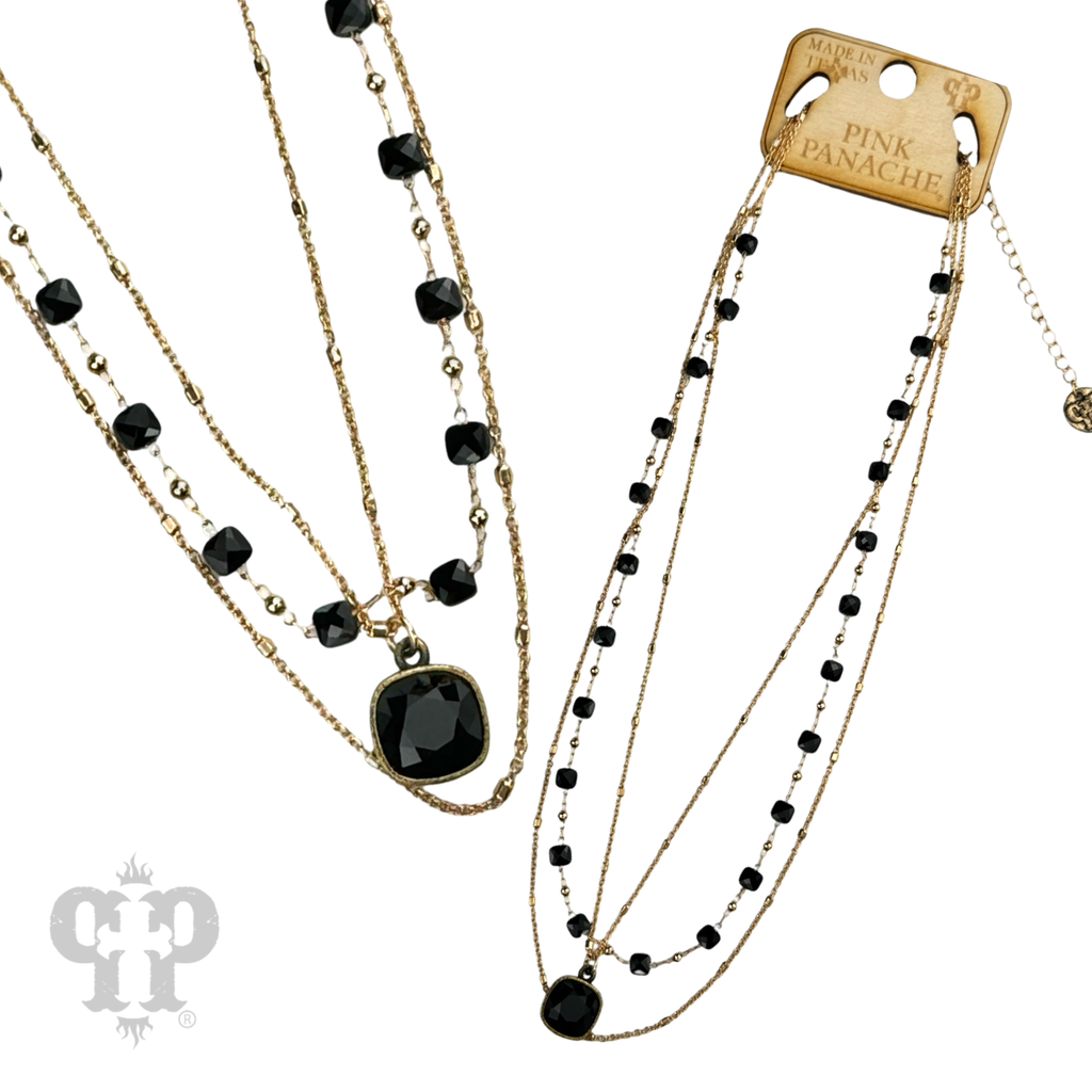 Delicate gold chain and faceted bead necklace with a crystal from Swarovski®- LC