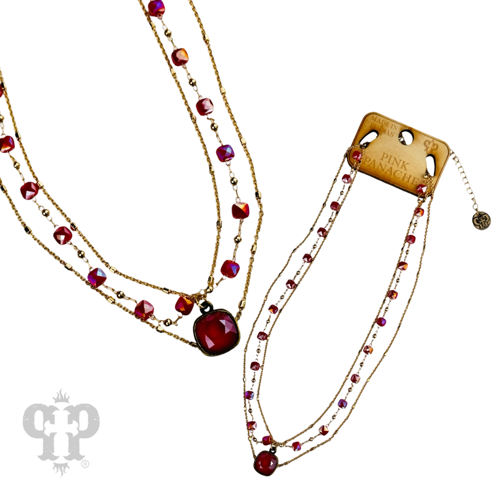 Delicate gold chain and faceted bead necklace with a crystal from Swarovski®- LC