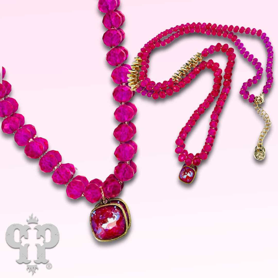 Faceted crystal long necklace with a crystal from Swarovski®- LC