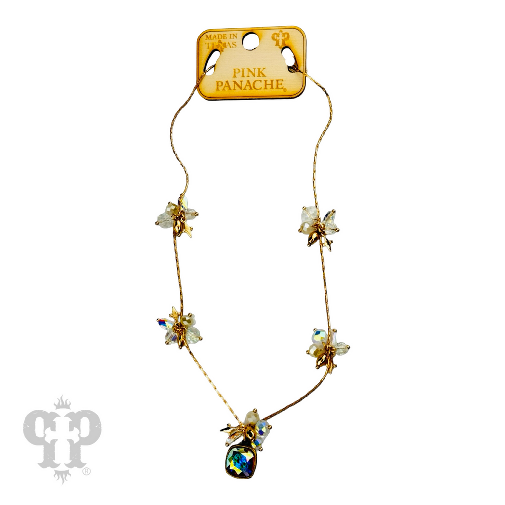 Bead cluster necklace with a crystal from Swarovski®- LC