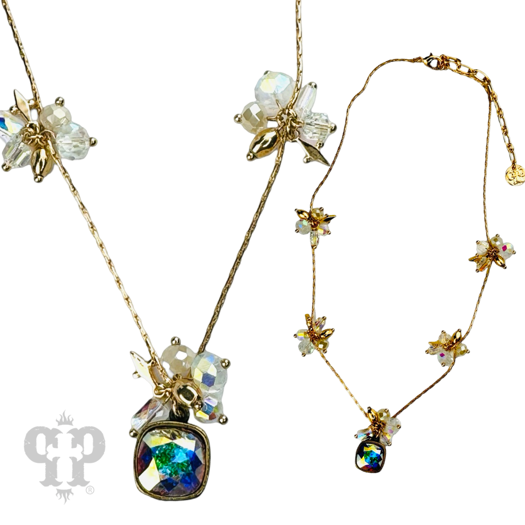 Bead cluster necklace with a crystal from Swarovski®- LC