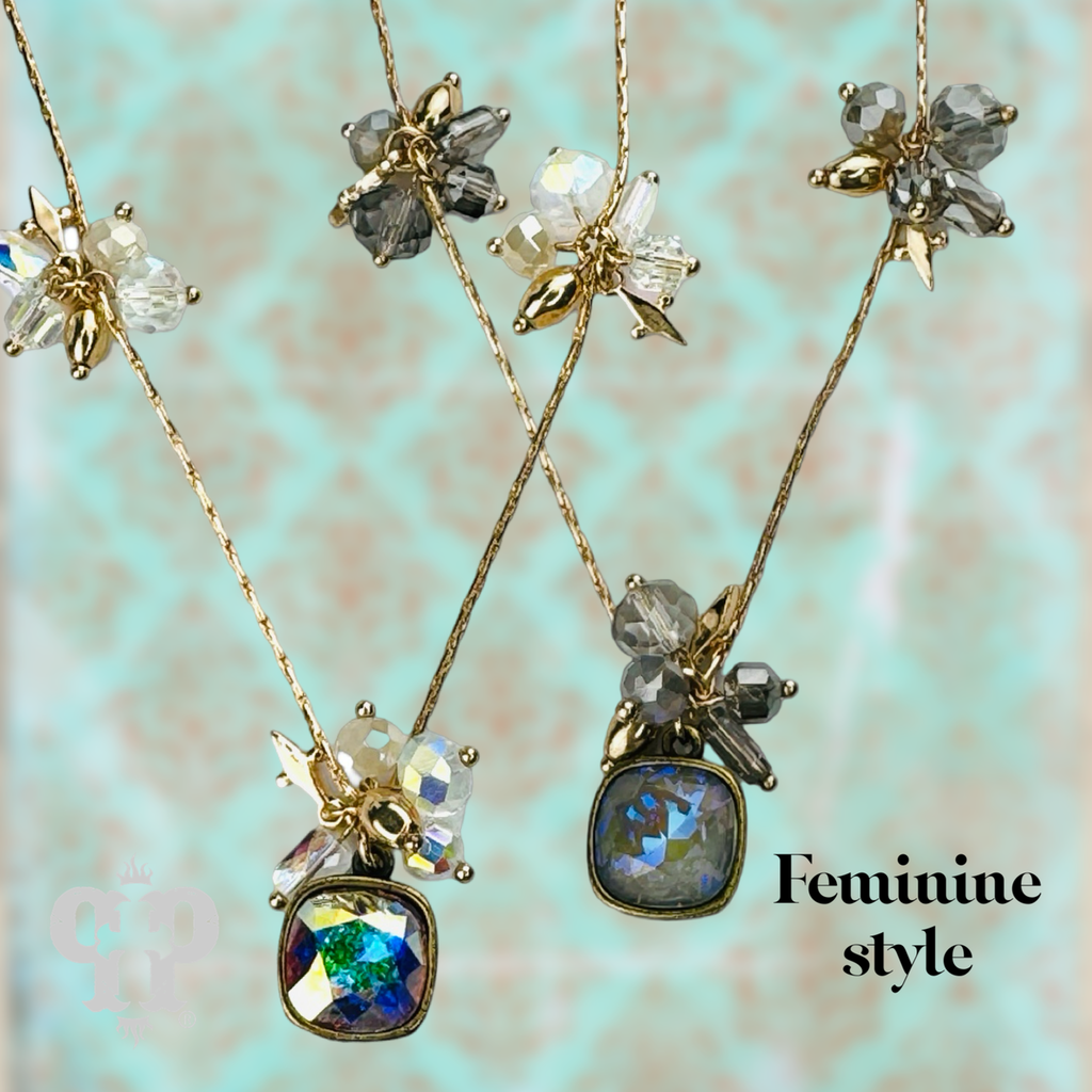 Bead cluster necklace with a crystal from Swarovski®- LC