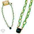 Enamel chain link pendant necklace with crystals from Swarovski®- LC