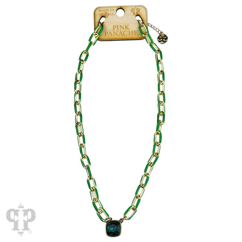 Enamel chain link pendant necklace with crystals from Swarovski®- LC