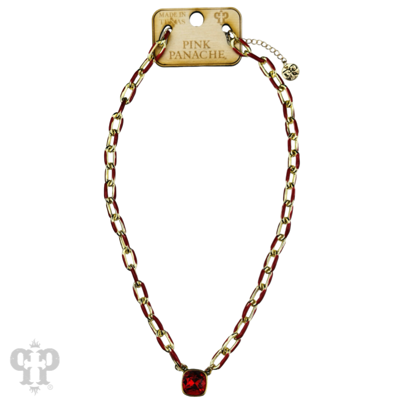 Enamel chain link pendant necklace with crystals from Swarovski®- LC