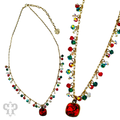 Colorful beads and chain link pendant necklace with crystals from Swarovski®