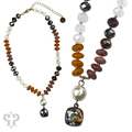 Stone and faceted bead necklace with crystals from Swarovski®- LC