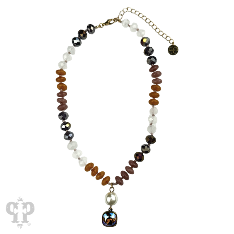 Stone and faceted bead necklace with crystals from Swarovski®- LC
