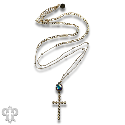 Gold chain and cross necklace with crystals from Swarovski®