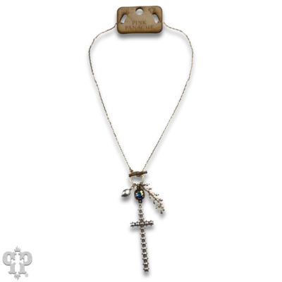 Pearl cross charm necklace with crystals from Swarovski®