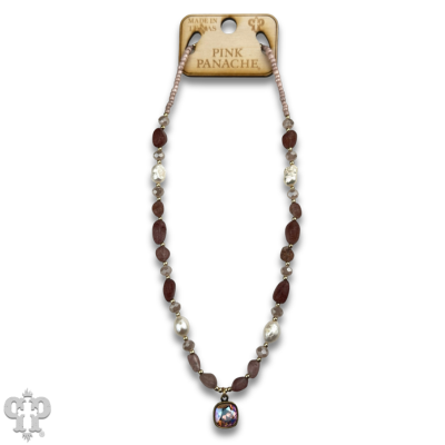 Quartz and freshwater pearl necklace with crystals from Swarovski®