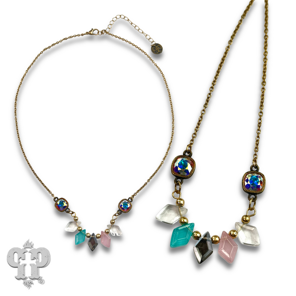 Diamond bead necklace with crystals from Swarovski®