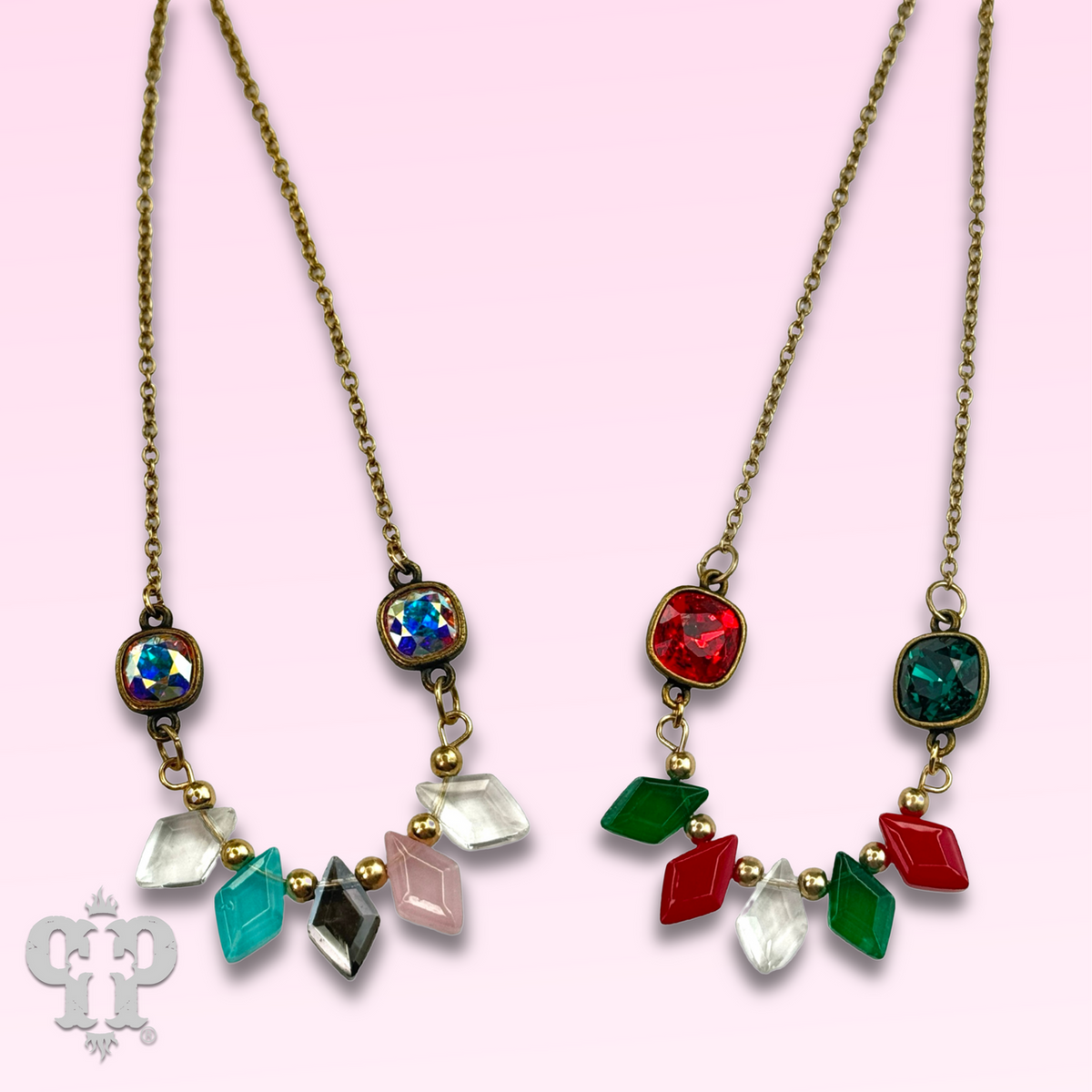 Diamond bead necklace with crystals from Swarovski®
