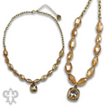 Faceted oval bead necklace with a crystal from Swarovski®- LC