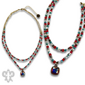 Two strand mixed bead necklace with a crystal from Swarovski® - LC