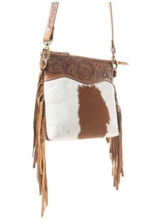 Western Meadows Brown Hair-on Cowhide Crossbody Bag