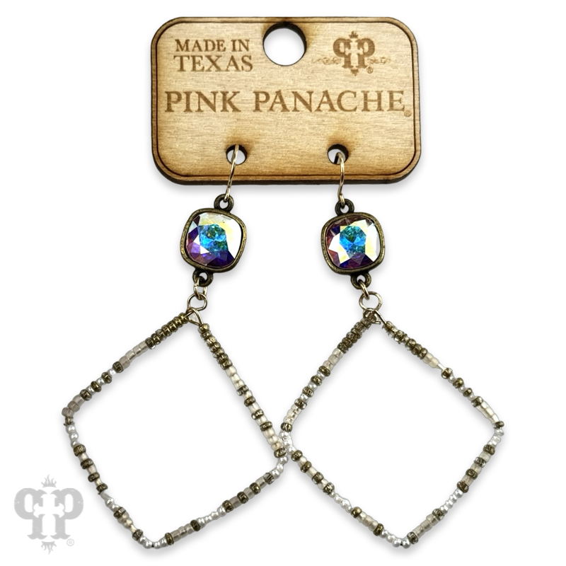 Seed bead diamond shape earring with Austrian crystal