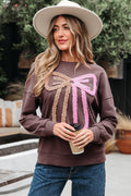 Callie Terry Bow Pattern Drop Shoulder Sweatshirt