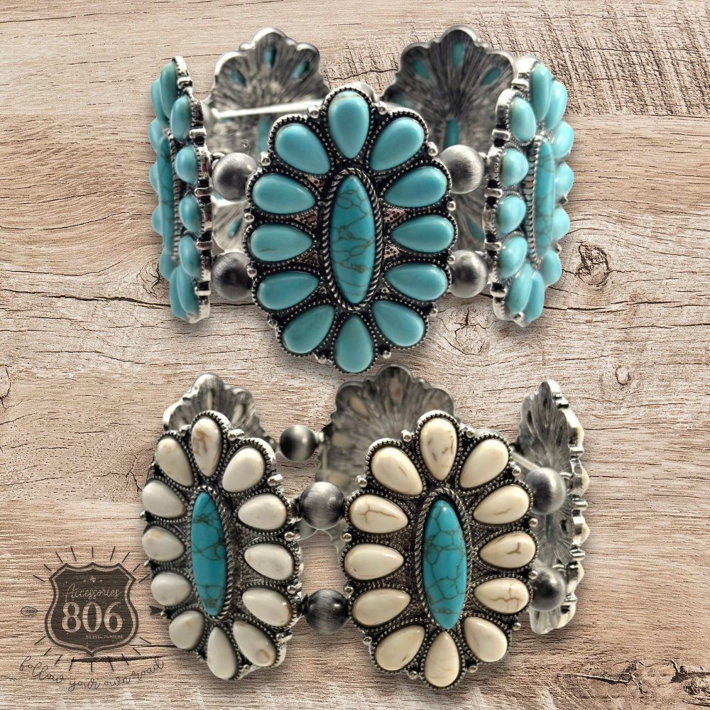 Western oval flower stretch bracelet - LC