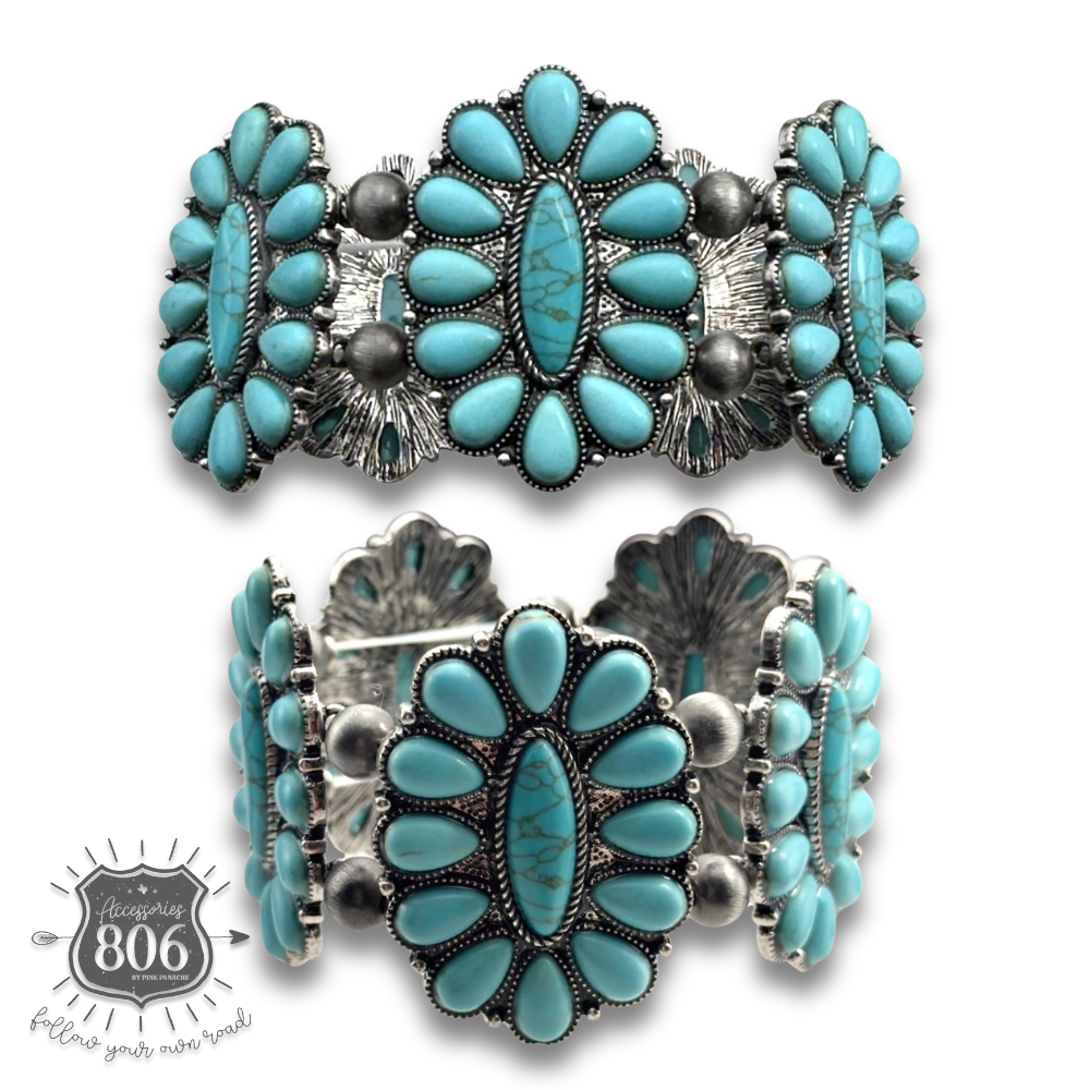 Western oval flower stretch bracelet - LC