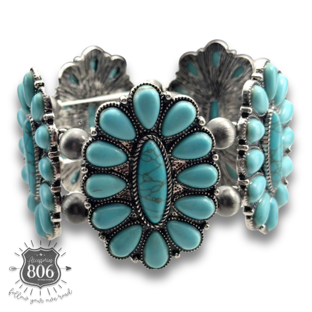 Western oval flower stretch bracelet - LC
