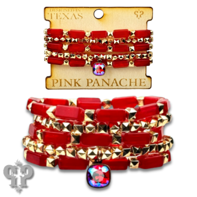 Square tube acrylic bead stacked bracelet with crystals from Swarovski®