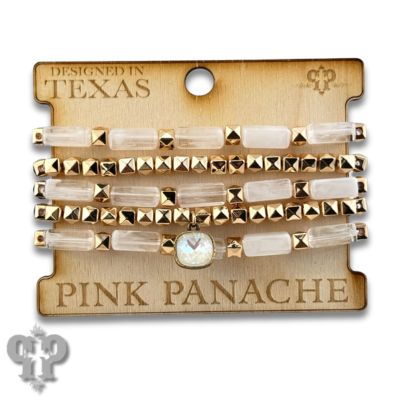 Square tube acrylic bead stacked bracelet with crystals from Swarovski®