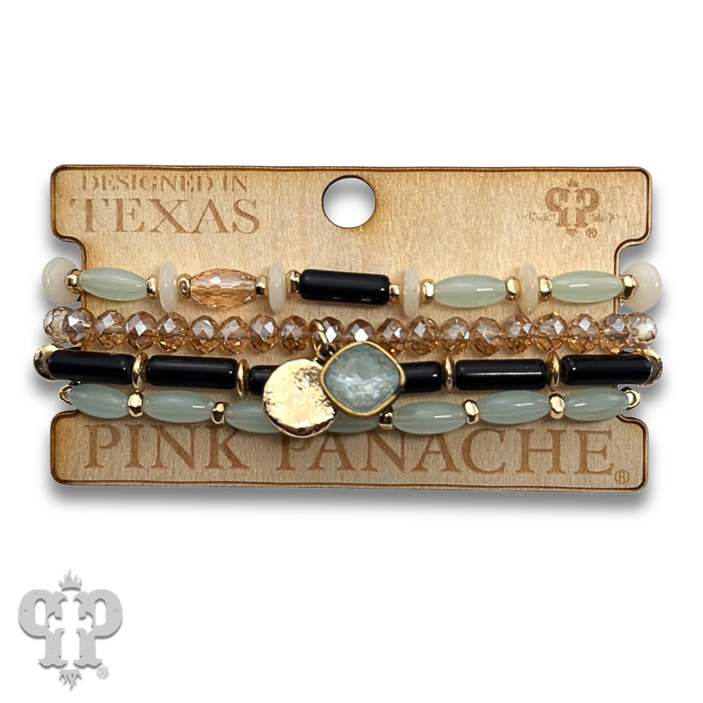 Mixed bead bracelet stack with crystals from Swarovski®