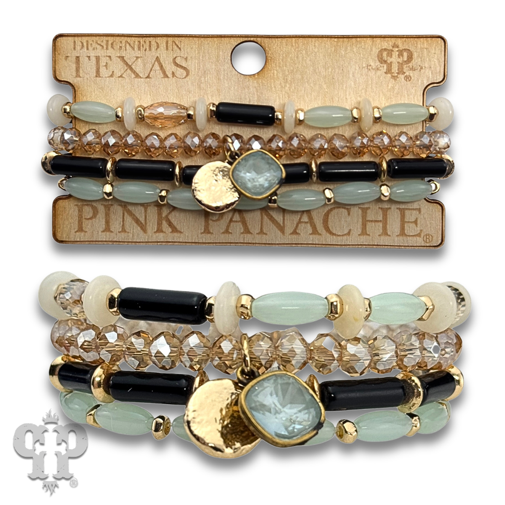 Mixed bead bracelet stack with crystals from Swarovski®