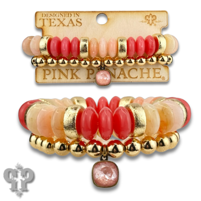 Saucer and round bead bracelet set with crystals from Swarovski®