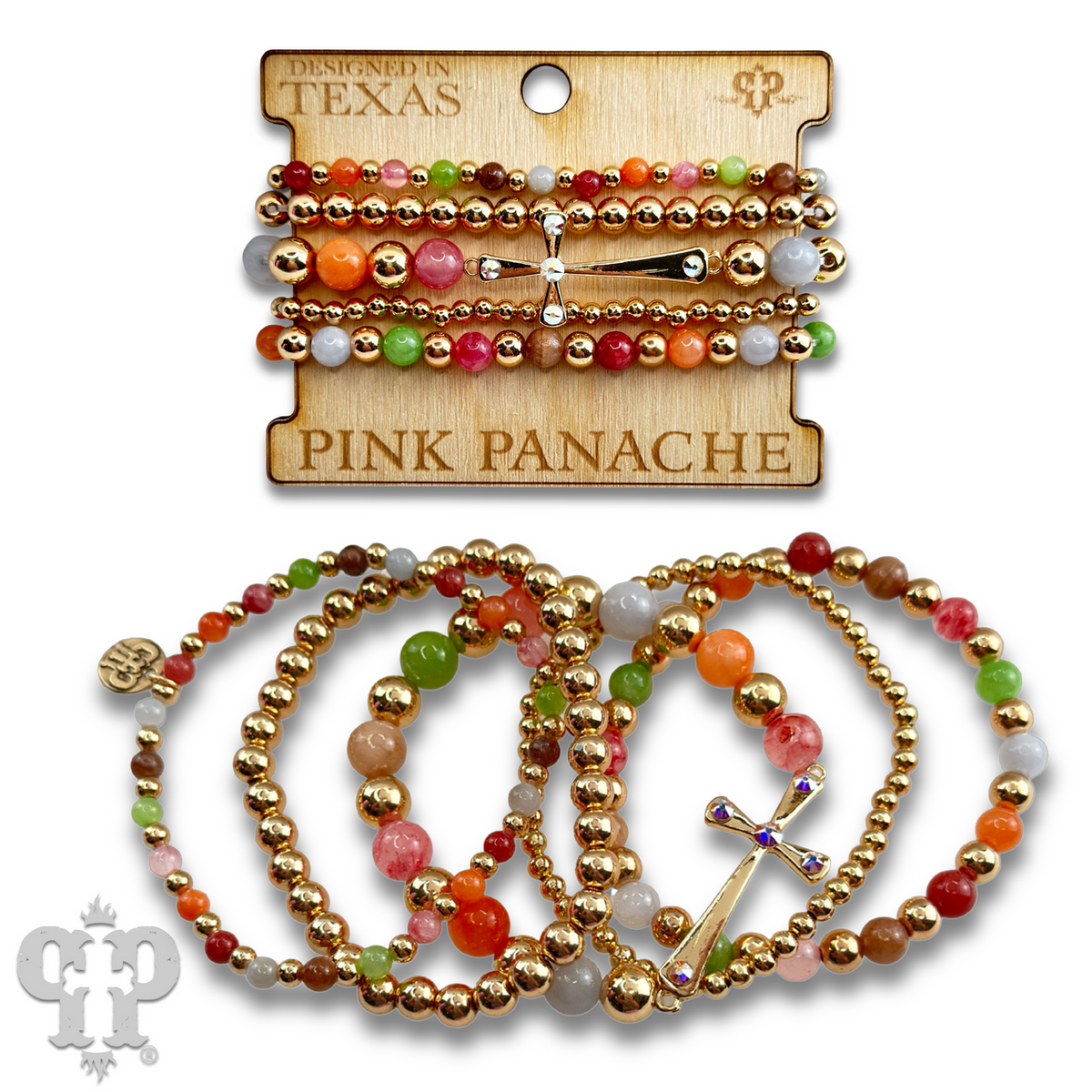 Shiny finish cross bracelet with crystals from Swarovski®