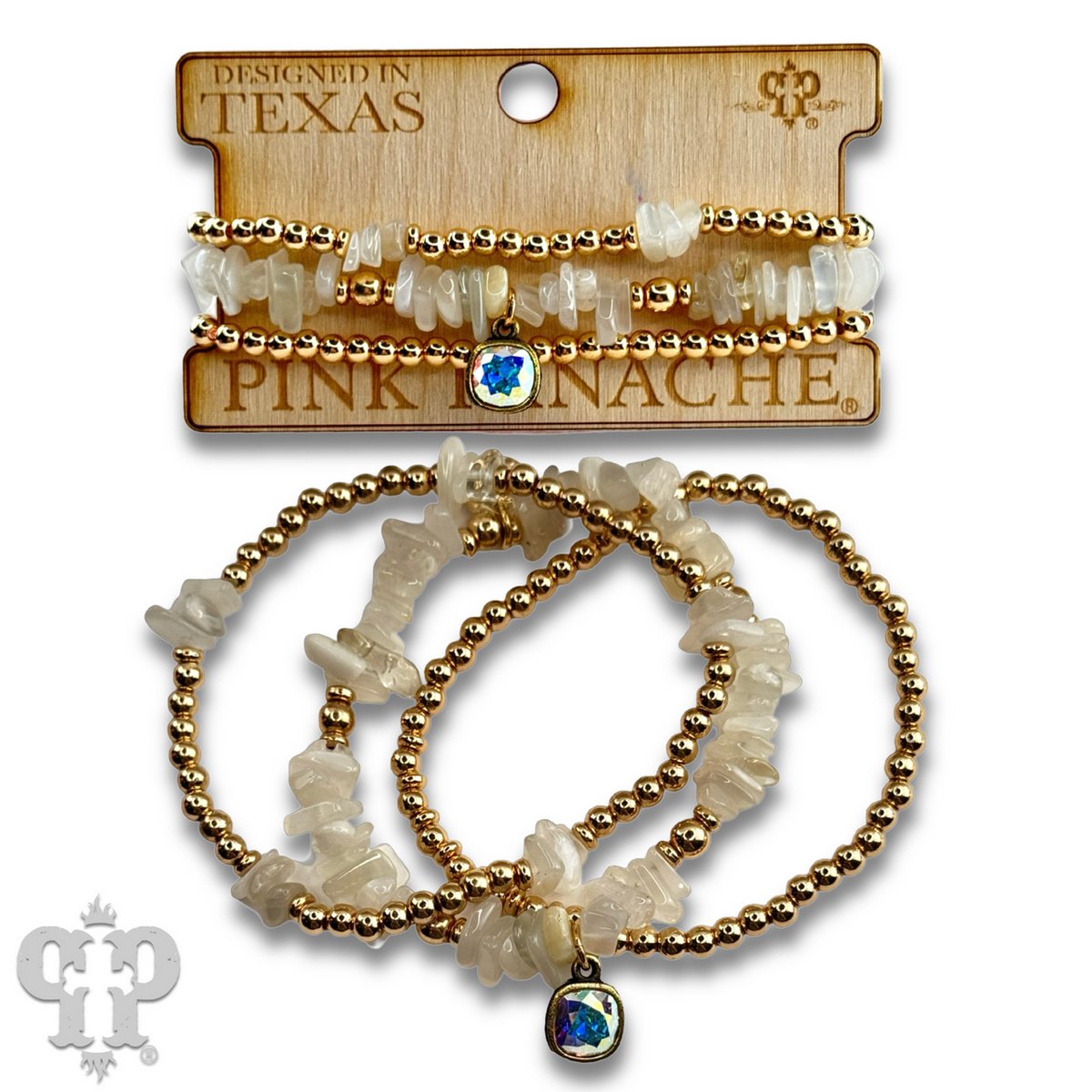 Chunky stone chip bracelet with a crystal from Swarovski®