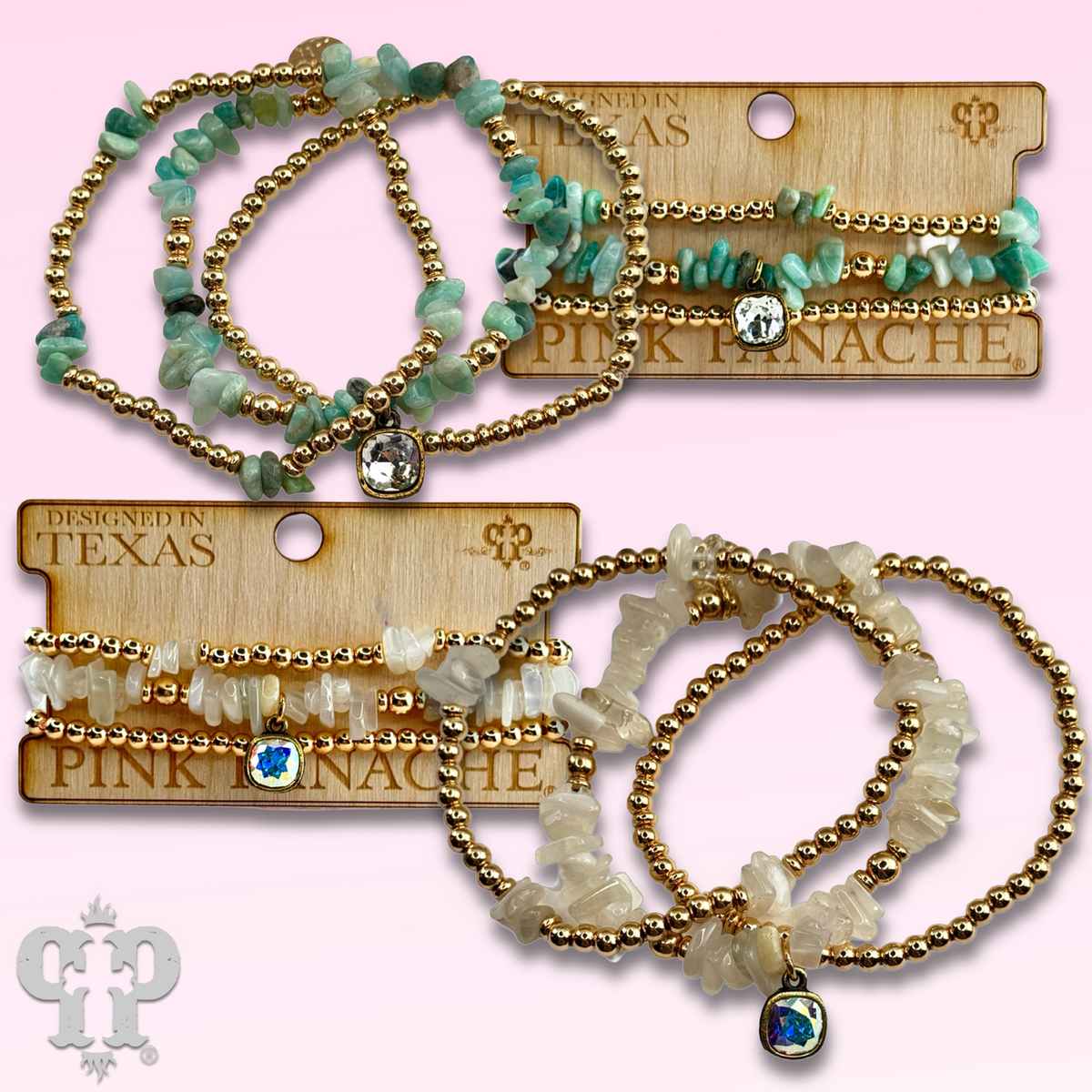 Chunky stone chip bracelet with a crystal from Swarovski®