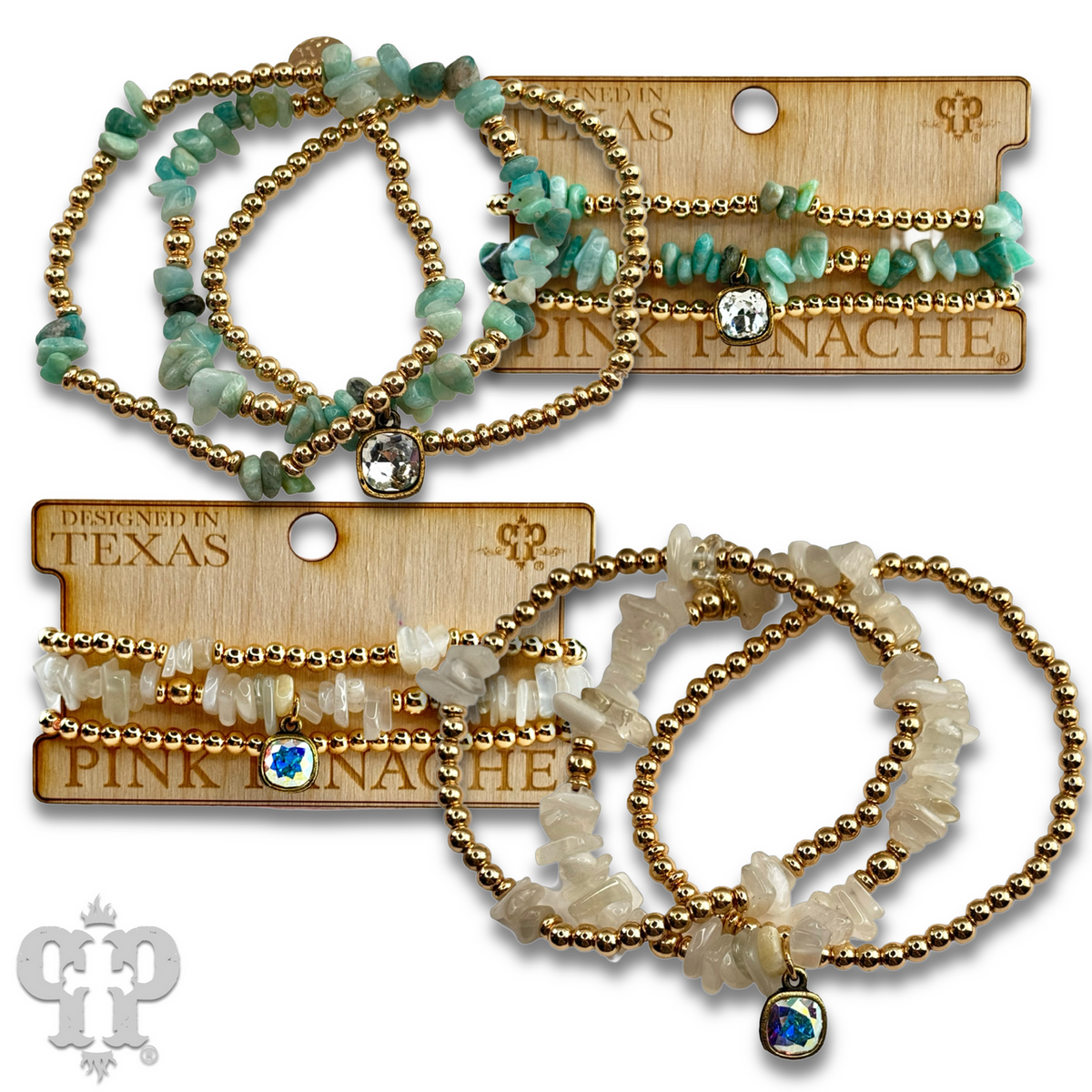 Chunky stone chip bracelet with a crystal from Swarovski®